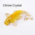 Yellow citrine koi fish resin ornament with gold foil, handcrafted desktop decoration. - Citrine