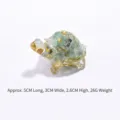 Green crystal resin turtle figurine with gold leaf accents for desktop decor - Aventurine little turtle