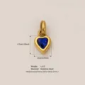 Gold stainless steel heart pendant with blue zircon birthstone, 0.7cm x 1.0cm size. - September Birthstone / Pendant Only (No Chain) / Gold/Blue