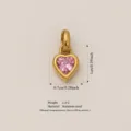 Pink heart pendant in gold-plated stainless steel with size and weight specs - October Birthstone / Pendant Only (No Chain) / Gold/Pink