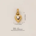 Elegant gold stainless steel heart pendant with faceted gemstone and dimensions - November Birthstone / Pendant Only (No Chain) / Gold/Clear