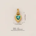 Gold stainless steel heart pendant with turquoise gemstone, 1x0.7cm SKU detail view. - December Birthstone / Pendant Only (No Chain) / Gold/Blue Green