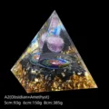 Orgonite pyramid with amethyst ball and obsidian stones in gold foil - 5cm Size / A2 Amethyst + Obsidian Gravel