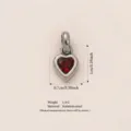 Minimalist heart-shaped stainless steel pendant with red crystal birthstone for DIY jewelry - January Birthstone / Pendant Only (No Chain) / Steel Color/Red