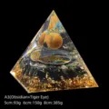 Handmade natural obsidian and tiger eye orgone pyramid for energy healing and meditation - 5cm Size / A3 Tiger Eye + Obsidian Gravel
