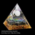 Orgone energy resin pyramid with obsidian stones, gold leaf and white quartz sphere - 5cm Size / A5 Rose Quartz + Obsidian Chips