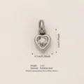 Polished heart-shaped 316 stainless steel pendant with clear crystal DIY accessory - April Birthstone / Pendant Only (No Chain) / Steel/Clear