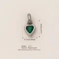 Small stainless steel heart pendant with green faceted gemstone for jewelry DIY - May Birthstone / Pendant Only (No Chain) / Silver/Green