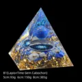 Lapis lazuli resin pyramid with gold foil and celestial gem cabochon - 5cm Size / B1 Lapis Lazuli + Lapis Chips