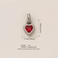 Red heart birthstone pendant crafted in high-quality stainless steel for DIY jewelry - July Birthstone / Pendant Only (No Chain) / Steel Color/Red