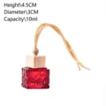Rote 10ml Hängeglas-Parfümflasche für das Auto mit Wasserwürfel-Textur und Holzdeckel - Holzdeckel Wasserwürfel Stil (Typ 2) / 10ml / Rot