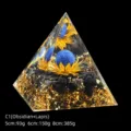 Handmade resin pyramid ornament with obsidian and lapis lazuli crystal ball 5/6/8cm - 5cm Size / C1 Lapis Lazuli + Lotus + Obsidian