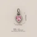 Pink heart-shaped birthstone pendant made of durable stainless steel for jewelry making - October Birthstone Pendant / Pendant Only (No Chain) / Silver/Pink