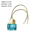 Empty 10ml blue water cube glass car perfume bottle with gold cap and gold string - Golden Metal Lid Style / 10ml / Green