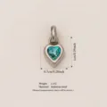 Heart-shaped stainless steel pendant featuring a blue gemstone for December birthstone - December Birthstone Pendant / Pendant Only (No Chain) / Steel / Sea Blue