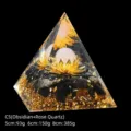 Handmade orgonite resin pyramid ornament with obsidian stones and rose quartz sphere - 5cm Size / C5 Rose Quartz + Lotus + Obsidian