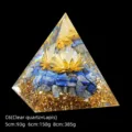 Healing orgonite pyramid with clear quartz ball, lapis lazuli stones and gold foil - 5cm Size / C6 Clear Quartz + Lotus + Lapis Lazuli