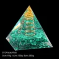 Green malachite resin pyramid with gold coil and leaf details, healing crystal gift - 5cm Size / D1 Malachite + Pagoda