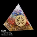 6cm natural crystal orgone pyramid with healing stones and golden Sri Yantra symbol - 6cm / F3 Seven Color Stones