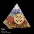 8cm Orgone Pyramid with natural amethyst lapis lazuli and Sri Yantra for energy healing - 8cm / F4 Seven Color Stones