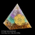 Orgone Crystal Pyramid Ornament with Tiger Eye, Amethyst, and Golden Foil Detail - 5cm / G1 Candy Style (Amethyst + Tiger Eye)