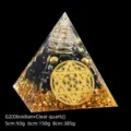 Handmade resin pyramid with obsidian and gold foil, available in 5/6/8cm sizes - 5cm Size / G2 Black and White Style