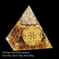 Handmade Tiger Eye and Clear Quartz Crystal Pyramid for Positive Energy, 5-8cm Size - 5cm Size / G5 Clear Quartz + Tiger's Eye