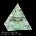Handmade aventurine crystal orgone pyramid with energy sphere and steel ring - 5cm Size / H2 Green Aventurine + Floating Ring