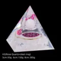 Handcrafted rose quartz crystal pyramid resin energy generator for home desk decor - 5cm Size / H3 Rose Quartz + Floating Ring