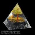 K1 Obsidian and Olive crystal tree resin pyramid healing stone home decor craft - 5cm Size / K1 Obsidian + Olive Crystal Tree