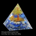 Natural Crystal Orgone Pyramid with Lapis Lazuli and Olive Tree Stone Variant Model - 5cm Size / K3 Lapis Lazuli + Olive Crystal Tree