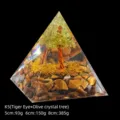 Handcrafted tiger eye and olive crystal tree resin pyramid for home decor, 5cm to 8cm - 5cm Size / K5 Tiger Eye + Olivine Crystal Tree