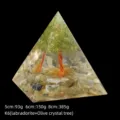 Healing Orgone resin pyramid with peridot olive crystal tree and labradorite base stones - 5cm Size / K6 Labradorite + Olivine Crystal Tree