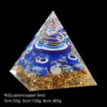 Handmade blue lapis lazuli resin pyramid with copper coil and gold foil detail - 5cm Size / M2 Evil Eye, Coil and Lapis Lazuli Chips