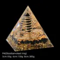 Handmade Orgone pyramid with black obsidian and gold foil for energy healing - 5cm Size / P4 Obsidian and Coil