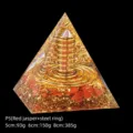 Handmade Orgone pyramid with Red Jasper and gold foil in resin, variant P5 model. - 5cm Size / P5 Red Jasper + Wire Wrap
