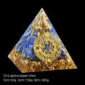 Handmade lapis lazuli resin pyramid energy generator with copper coil and gold foil - 5cm Size / Q1 Lapis Lazuli + Copper Wire