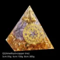 Handmade orgone crystal pyramid with amethyst and copper coil, 5cm to 8cm sizes - 5cm Size / Q2 Amethyst + Copper Wire