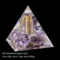 Amethyst crystal pyramid with copper coil in transparent resin, 5cm to 8cm size - 5cm Size / R2 Amethyst + Wire Wrap