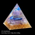 Orgone crystal energy pyramid with natural amethyst and gold foil, 5-8cm resin ornament - 5cm Size / X1 Amethyst + Amethyst Chips (Aquarius)