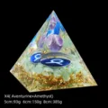 Handcrafted resin pyramid ornament featuring green aventurine, amethyst and gold foil - 5cm Size / X4 Amethyst + Green Aventurine Chips (Taurus)