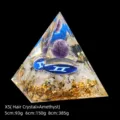 Gemini amethyst and hair crystal resin pyramid ornament in 5cm, 6cm, or 8cm sizes. - 5cm Size / X5 Amethyst + Black Rutilated Quartz Chips (Gemini)