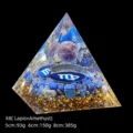 Virgo Lapis and Amethyst Crystal Orgonite Pyramid, Natural Resin Energy Decor, 5-8cm - 5cm Size / X8 Amethyst + Lapis Lazuli Chips (Virgo)