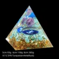 Handmade resin crystal pyramid with turquoise chips and amethyst spheres ornament - 5cm Size / X11 Amethyst + Blue Turquoise Chips (Sagittarius)
