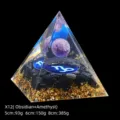 Handmade Orgonite pyramid with amethyst obsidian stones and Capricorn zodiac symbol - 5cm Size / X12 Amethyst + Obsidian Chips (Capricorn)