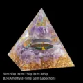 Amethyst crystal resin orgone pyramid with gold leaf and tree of life energy stone - 5cm Size / B2+ Amethyst + Sticker + Amethyst Chips