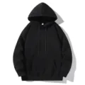 Sweat à capuche ample et uni classique pour homme avec cordon de serrage ajustable. - M / Hauts / Noir