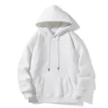 Sweat à capuche ample et décontracté de couleur unie classique pour homme, streetwear. - M / Hauts / Blanc