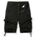 Men's black cargo shorts casual multi-pocket summer outdoor sportswear five-point shorts - 30 / Bottoms / Black