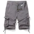 Men's summer casual cargo shorts loose fit multi-pocket athletic five-point trousers grey. - 30 / Bottoms / Dark Gray